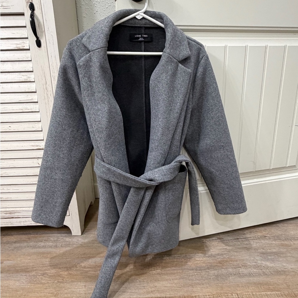 Love Tree Charcoal Wrap Coat